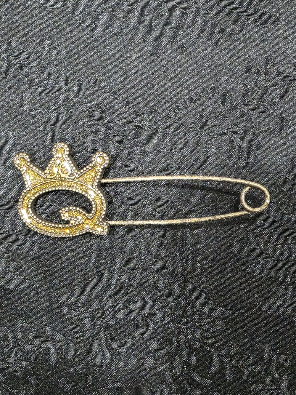 Gold/ Bronze Color Crown Safety Pin Brooch by Save The Queen- Women's Accessory
